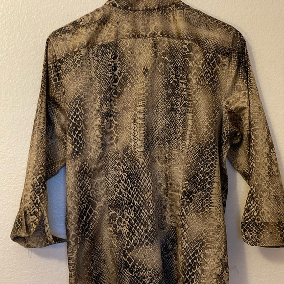 Lauren by Ralph Lauren, Petite Large, Snake Print, Button Down, Collar Shirt - Picture 11 of 16